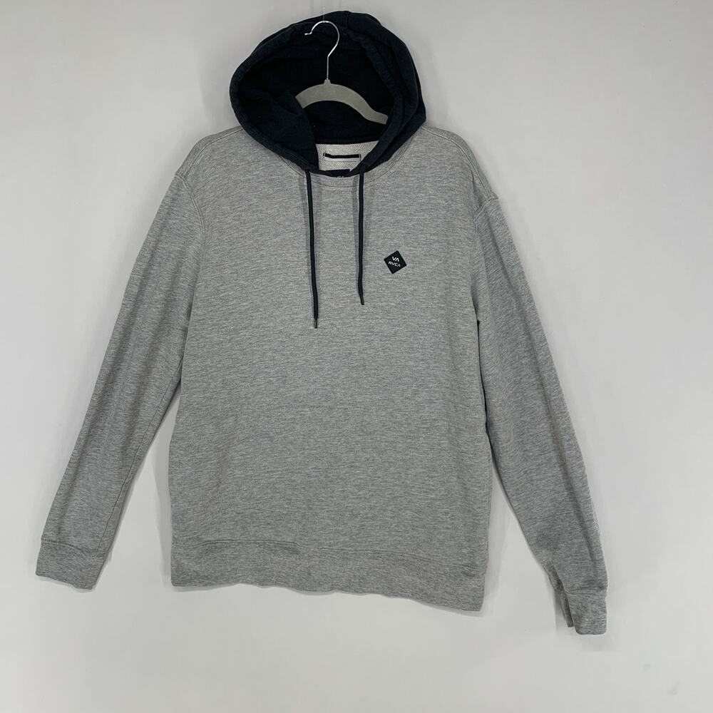 RVCA Men Sweater M Gray Hoodie Long Sleeve Pullover Casual Logo